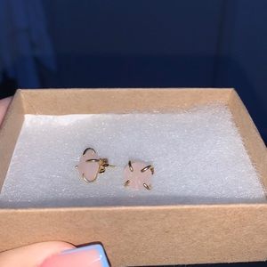 Rose Quart, Gold Earrings